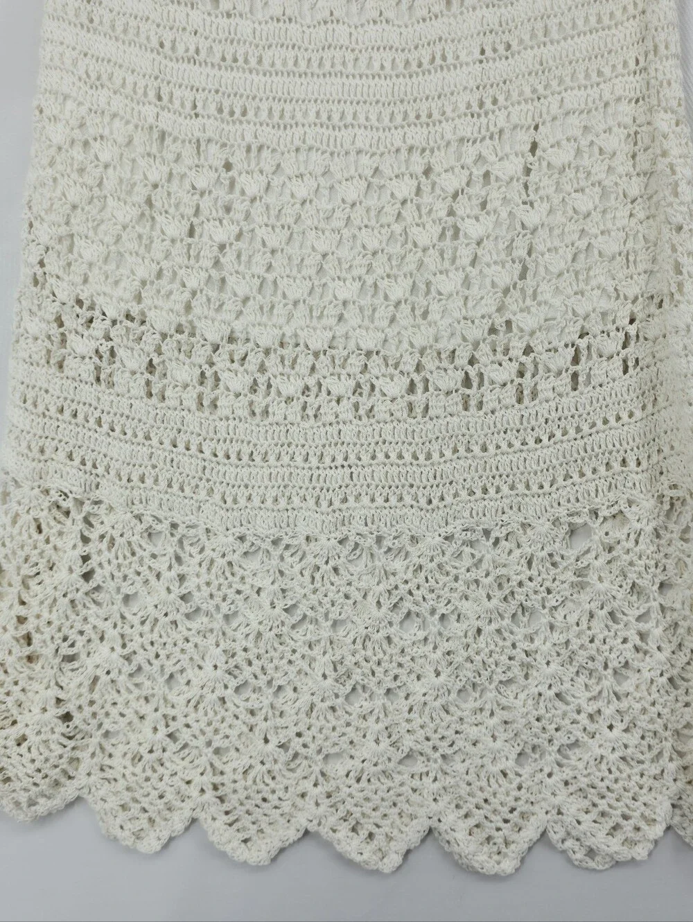 ❌️SOLD❌️M. Nicole Evening White Crochet Strapless Coastal Boho Maxi Dress Large - Picture 12 of 15